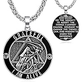 Cujiesp Sobriety Gifts: 925 Sterling Silver AA Necklace for Men - 1 Year Sober Gifts