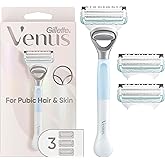 Gillete Venus for Pubic Hair and Skin, Women's Razor Handle + 3 Blade Refills