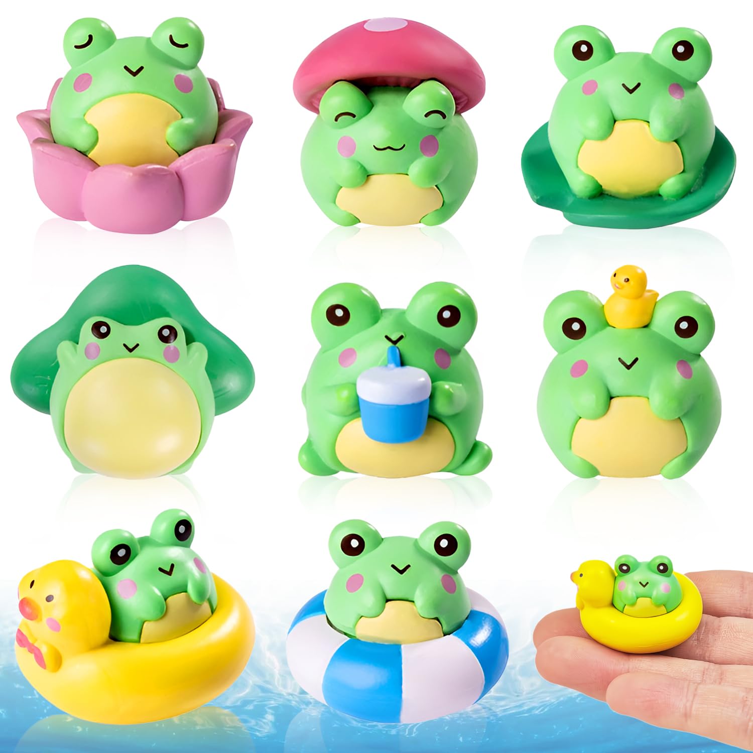 Photo 1 of 8 Pcs Mini Resin Frog Figurines Small Little Tiny Resin Animals to Hide Garden Miniatures Frog Statue for Micro Fairy Garden Landscape Accessories Home Tabletop Decoration
