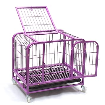 Pets Empire Dog Crates with Wheels - Wire Metal Cage Pet Cat Kennel with ABS Plastic Removable Tray
