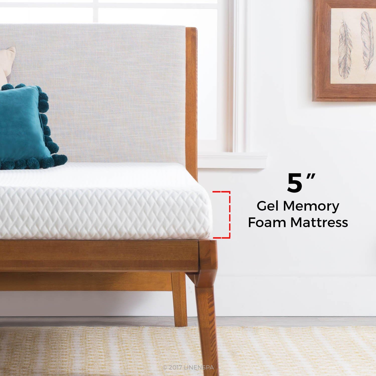 Linenspa 5" Gel Memory Mattress, Twin, White: Furniture & Decor