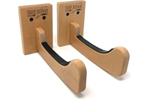 Surf Repair Co. Wooden Wall Mount for Surfboards, Snowboards, wakeboards. Surfboard Wall Rack, Wakeboard Wall Mount. Surfboard Wall Rack for shed and Longboard Surfboards. Best Wooden Surfboard Rack.