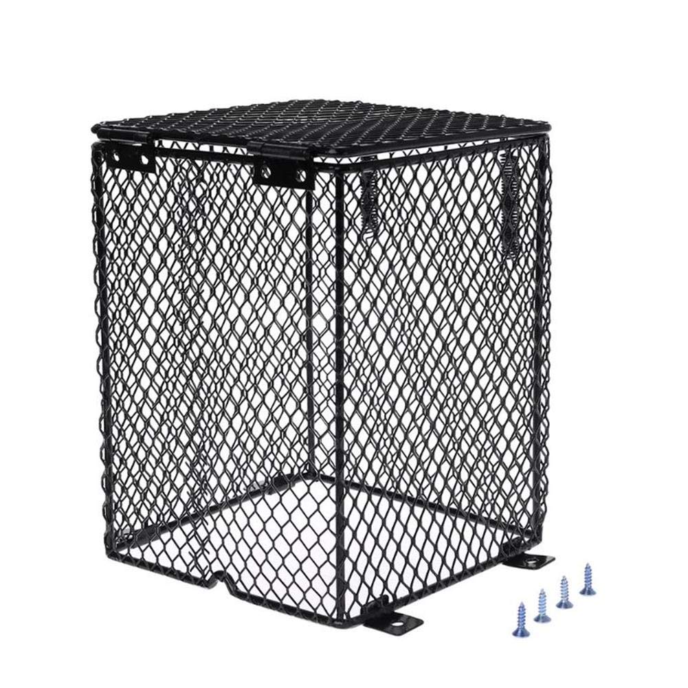 Reptile Heating Lamp Guard Ceramic Heat Bulb Lampshade, Amphibians Anti-hot Cage for Lizard Turtle Snake Birds, Square