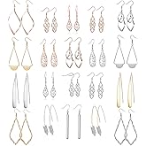 16 Pairs Silver Dangle Earrings For Women,Trendy Diamond Stud Earrings For Women, Hypoallergenic Earrings Dangling for Teen Girls