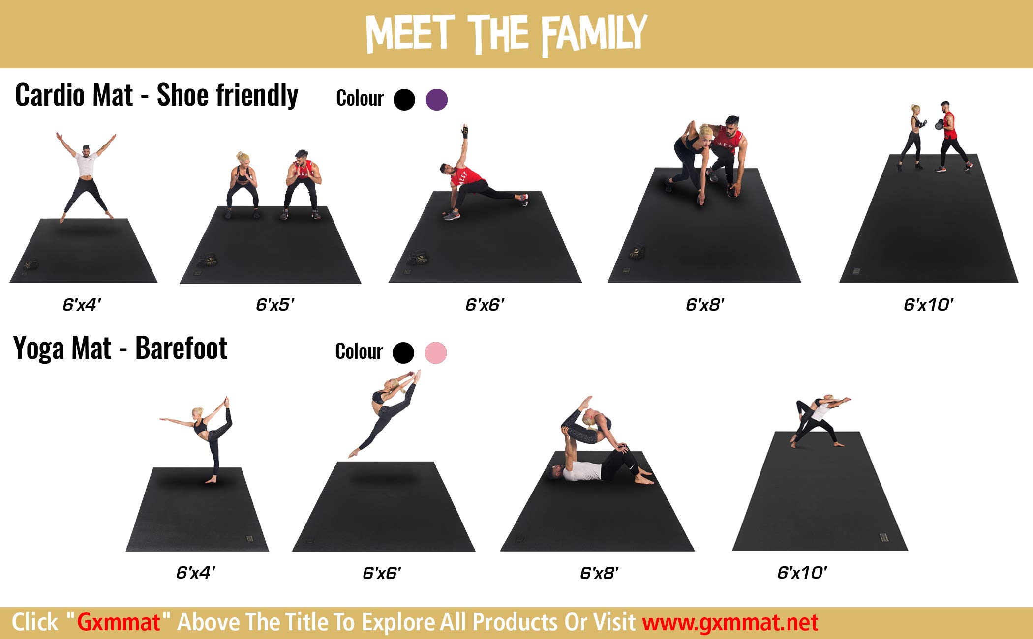 GXMMAT Extra Large Exercise Mat 16'x6'/12'x6'/10'x6'/8'x6'(7mm), Extra Wide Workout Mats for Home Gym Flooring, Non-Slip Thick Durable Cardio Mat for MMA,Plyo,Jump Rope,Weights,Fitness,Shoe-Friendly