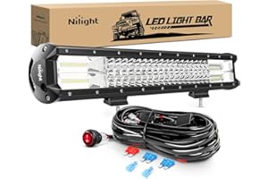 Nilight LED Light Bar 20Inch 288W Flood Spot Combo 28800LM Off Road Driving Lighting with Wiring Harness for Trucks Tractor Trailer Pickup Golf Cart SUV ATV UTV 4x4 Van Camper