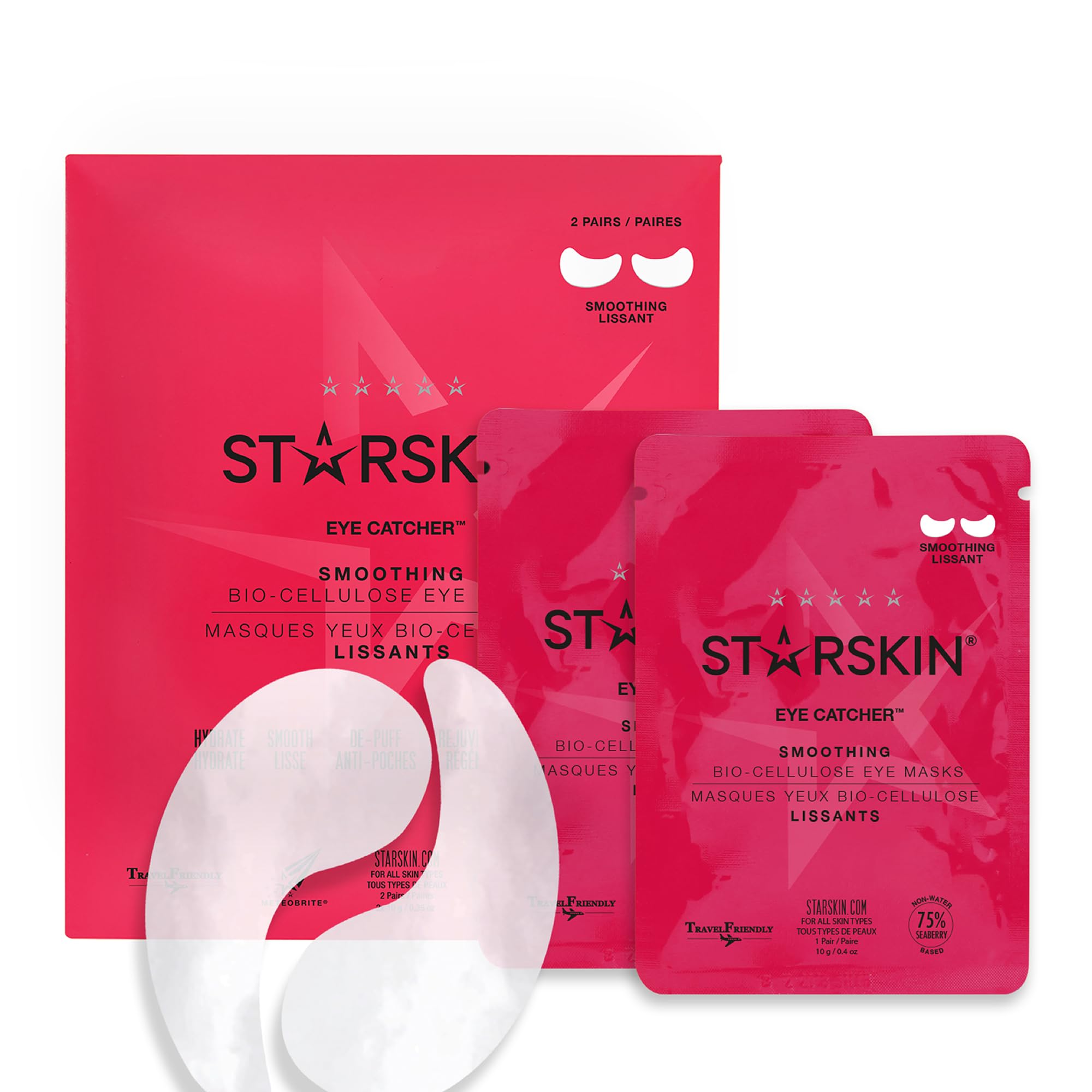 STARSKIN Eye Catcher 2 Pairs, Bio-Cellulose Under Eye Patches, for Dark Circles, Wrinkles, Eye Bags & Puffy Eyes, Brightening & Refining Under Eye Treatment, Korean Skincare