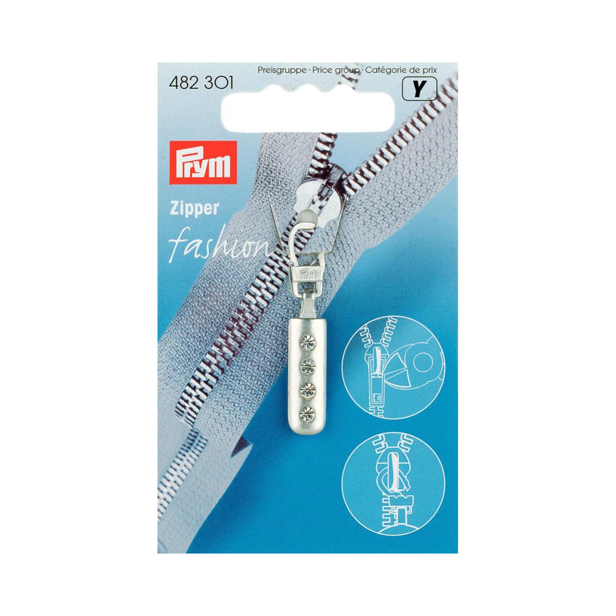Prym 482301 Fashion Zipper puller Rhinestones metal silver col — image 1