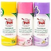 3 x TAOYEABLOK Natural Best Deodorant Powder Thai Herb Eliminates Underarm , Body and Foot Odor Antiperspirant Protection (Original , Whitening Sakura scent & lavender scent)