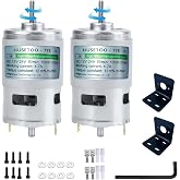 HUSETOO 775 High Torque DC Motor, 12V/24V, 10K/20K RPM, D Shaft, 2-Pack | For electric toy car upgrades, pulleys and belt drives; 2 D-shaft motors with dual ball bearings, cooling fans and brackets.