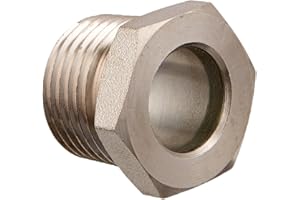 Midwest Control SGHP-50 Plain Sight Glass, 1/2" MPT, Nickel Plated Steel, 1750 psi, 0.94" x 0.78"