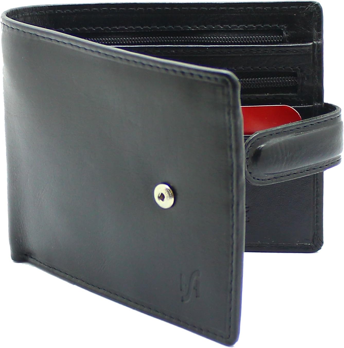 STARHIDE Mens RFID Blocking Slim Wallet Genuine VT Leather Billfold Wallet with Zip Coin Pocket and Gift Box 840 (Black) - Image 5