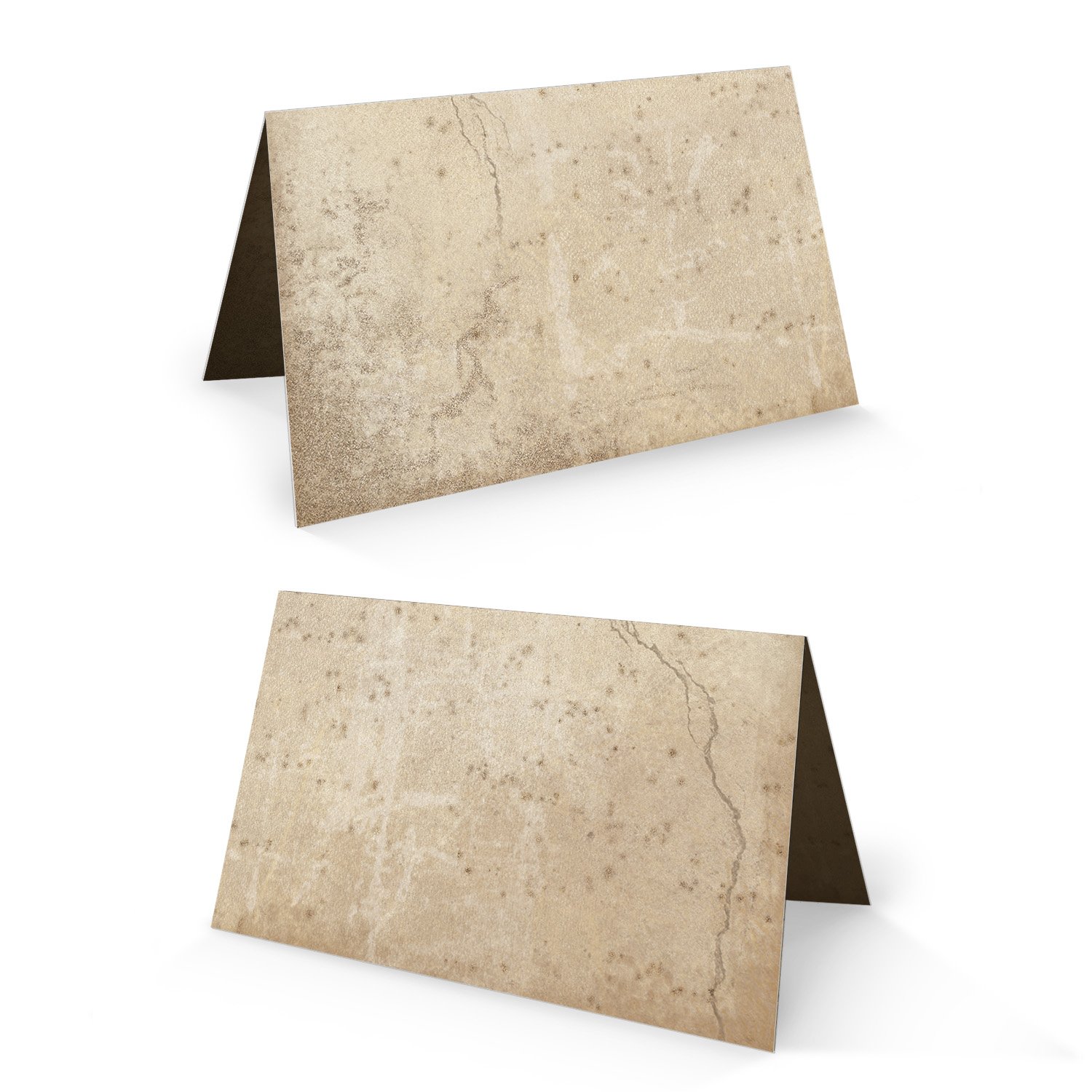 Logbuch-Verlag 100 Place Cards Beige Brown Marbled Vintage Name Plates Table Stand Blank Cards for Writing on Buffet Restaurant Wedding