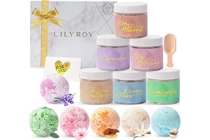LILY ROY Luxury 14-Piece Floral Bath Salt & Bomb Gift Set for Mother's Day Gifts, Bath & Body Gift Set for Women, Self Care Kit with Bath Salt, Bath Bombs, Elegant Box | Christmas, Birthday Gifts for Her & Him