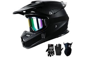Loyoriwy for Kids 4-16 DOT Youth Dirt Bike & ATV Helmet,Full Face Motorcycle Helmet for Four Wheeler, Motocross, BMX. MXUTV, Snowmobile, Go Kart, Racing,Skateboard,（ Matte Black，L）