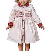 Toddler Smocked Dress Baby Girls' Clothing Long Sleeve Fall Dresses Family Matching Easter Clothes for Birthday Holiday