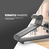 KEPLIN 25 Pack Plastic Coat Hangers with Trouser Bar Charcoal 37.5 cm view 4
