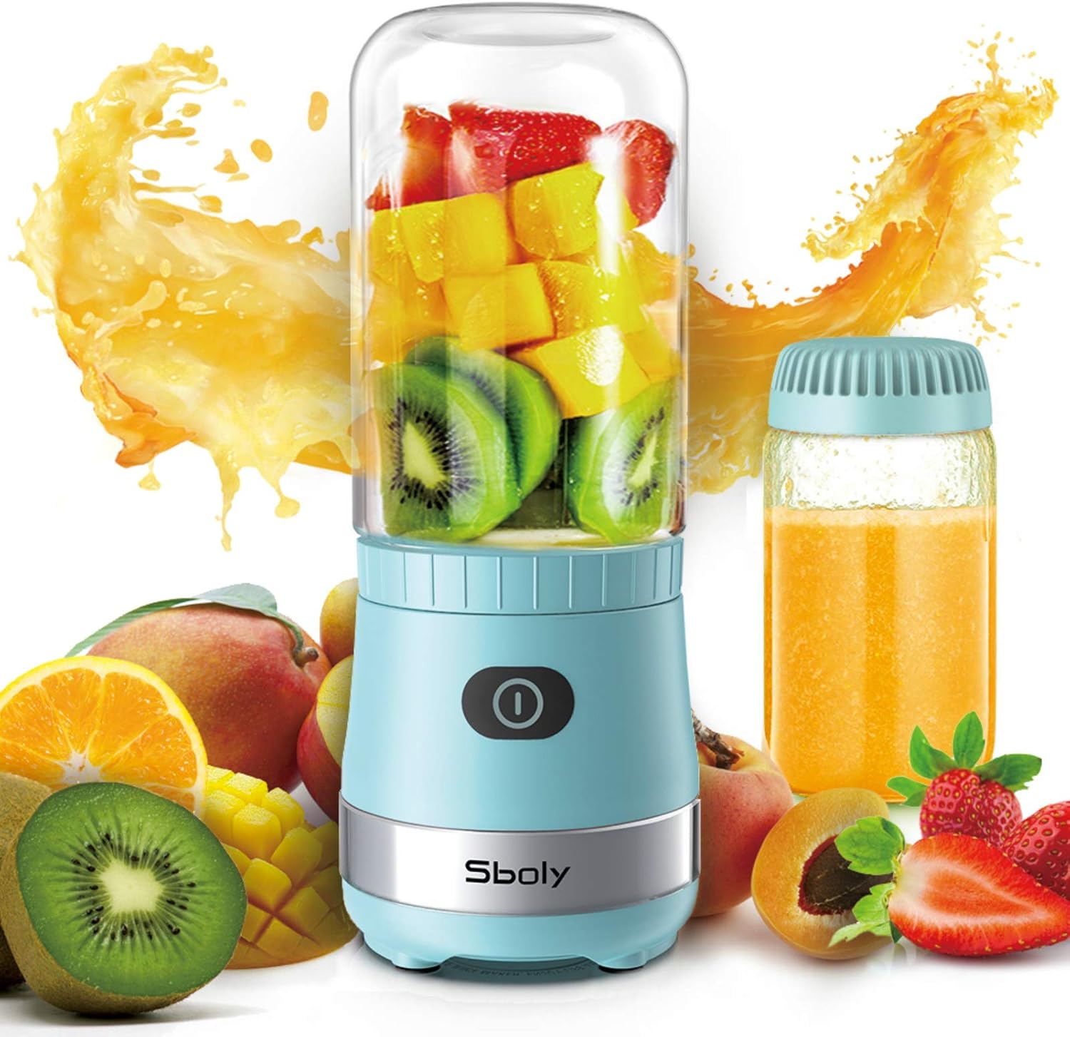 Portable Mini Blender, Personal Blender USB Rechargeable for Smoothies and Shakes with 2 Tritan BPA-Free Blender Cups, Small Smoothie Maker Protein Juice Blender Mixer (Blue): Kitchen & Dining