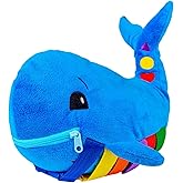 Buckle Toys - Blu Whale - Develop Motor Skills and Problem Solving - Counting and Color Recognition - Easy Travel Toy - Learning Material - Pre K Activity Stuffed Animal