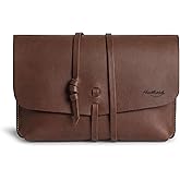 Heather's, Minimalist Clutch Bag for Cards, Money, and Coins, Great for Makeup, Cosmetics & Toiletry Items, Full Grain Leather, Handmade, Bourbon Brown