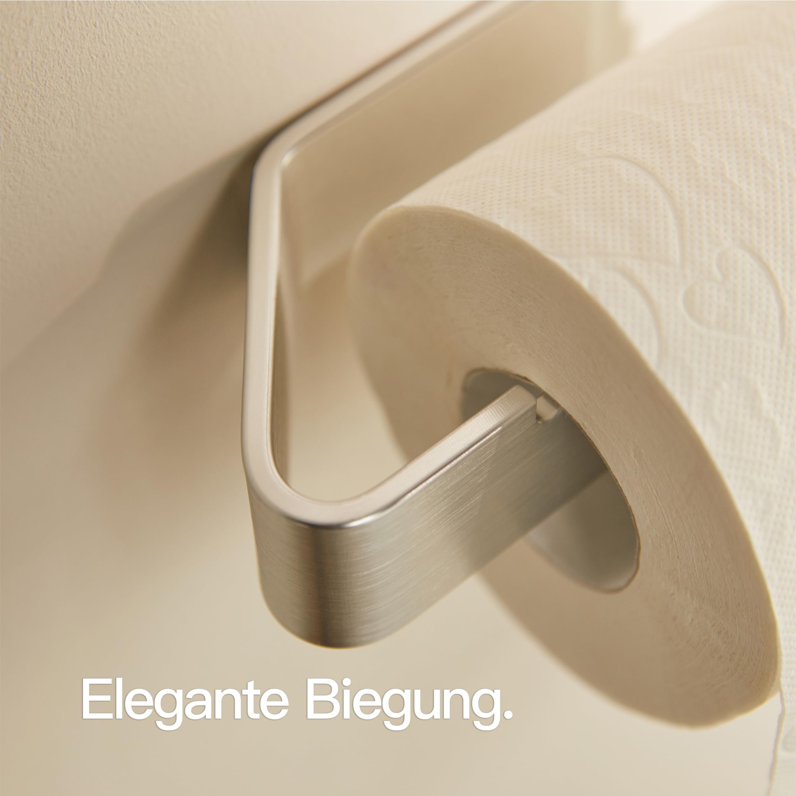 Designfabrik Hamburg Toilettenpapierhalter ohne Bohren | Klopapierhalter zum Kleben | Klorollenhalter Bad | WC Rollenhalter selbstklebend | Toilettenpapierhalter Silber | Modernes Design 3