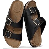 Project Cloud 100% Genuine Leather Flat Sandals For Women 2026 Cork Footbed Womens Sandals with Memory Foam and arch support Vacation Essentials Slides for Women Footwear (Venita)