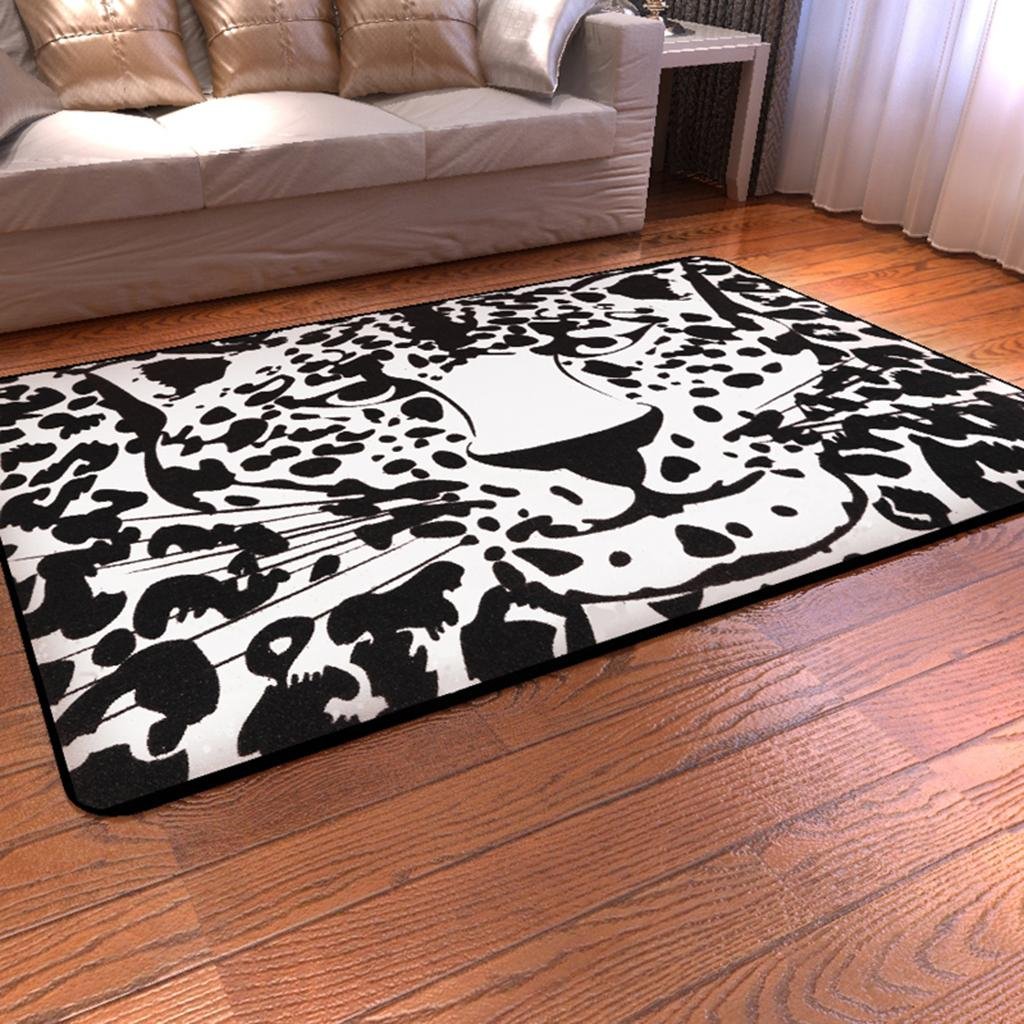Black and white leopard rug livingroom 