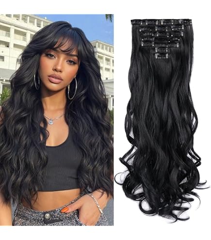 Amazon.com : OMGREAT Clip in Hair Extension 4Pcs 20Inch  display picture 2