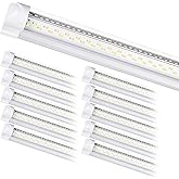 ONLYLUX 8Ft LED Shop Light Fixture - 8 Foot 100W 15000LM 6500K, Linkable with Plug Shop Lights for Garage,V Shape, 96" T8 LED Tube Light, Hight Output,Pack of 10