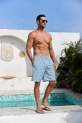 Lzzidou Men's Swim Trunks 8 Inch Inseam Mesh Lining
