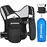 PORTHOLIC Running Vest for Women Men with 500ml/1.5L Water Bottle |Adjustable Hydration Vest with Water Bladder |Reflective |Lightweight |Muti-Pockets |Breathable for Running Accessories for Hiking