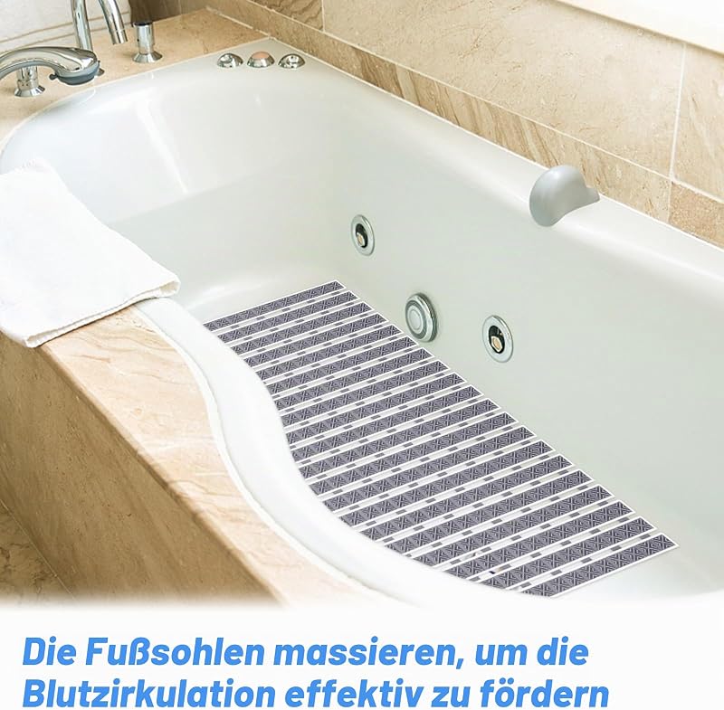 rutschfest Badematte, 40x70cm Antirutschmatte Dusche TPE Badewannenmatte mit Saugnäpfen Duschmatte Schnelles Trocknen zuschneidbare Badematte(Grau)