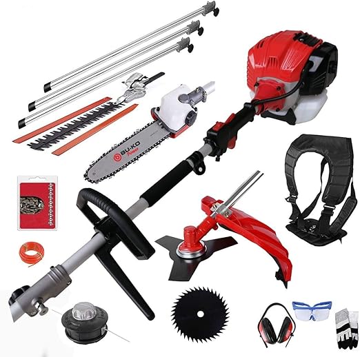 Bu Ko 52cc Outil De Jardin Fonctionnel Multi Essence Longue Portee Taille Haie Tronconneuse Pour Secateur Debroussailleuse Avec Ligne De Coupe Bordure De 2 4 Mm D Epaisseur Et Perche D Extension Amazon Fr Jardin