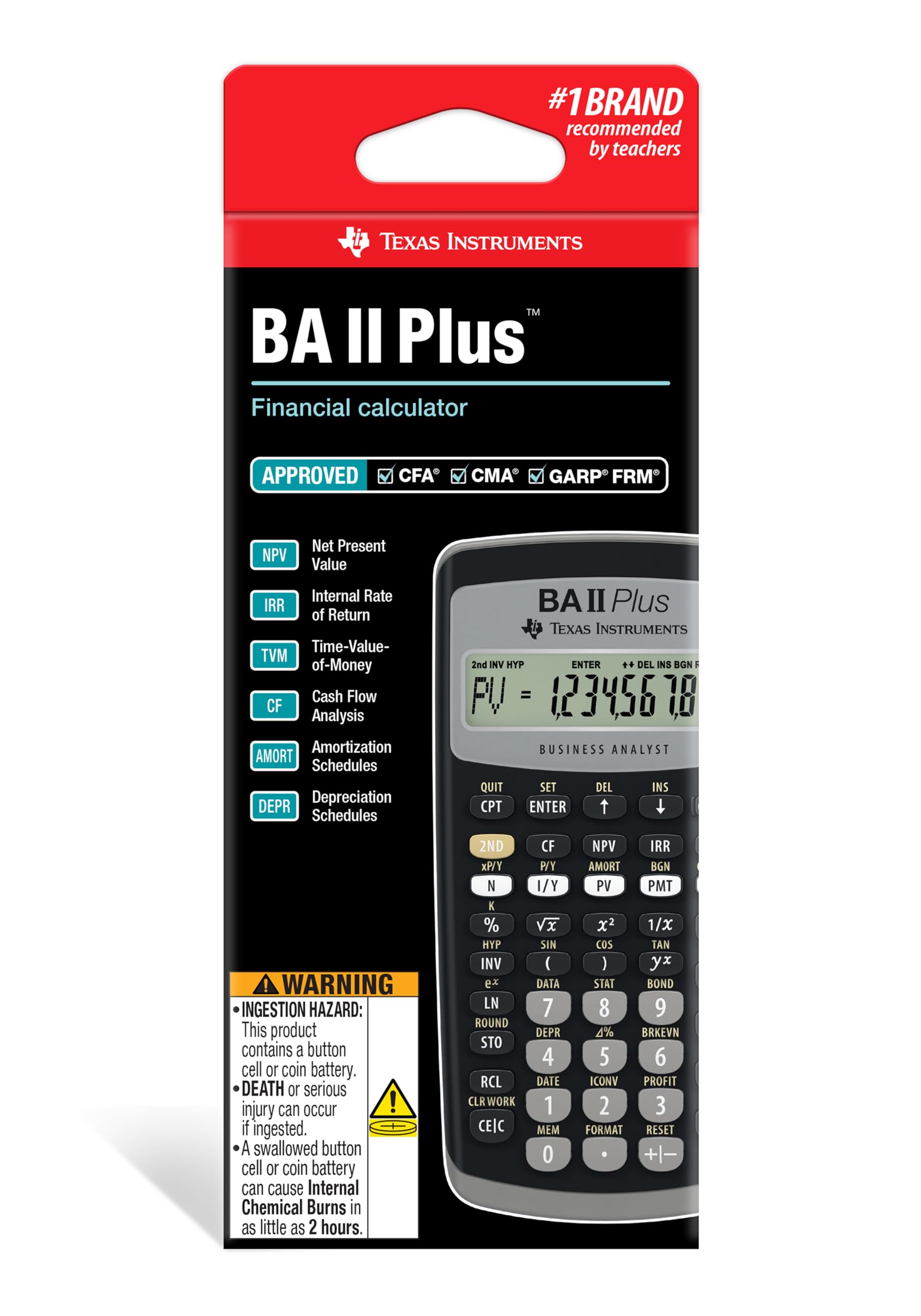 Texas Instruments BA II Plus Financial Calculator, Black Medium