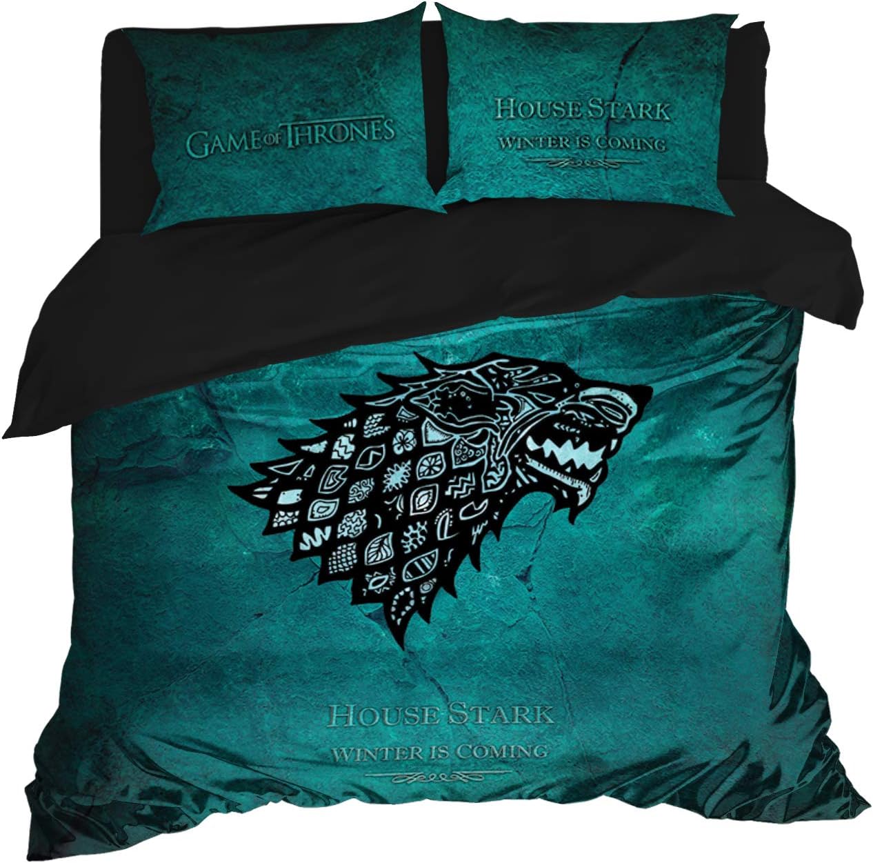 Stark Family Duvet Cover, GOT Inspired Bedding Set, Designer Sheets Set, B-175 (Queen Set 95"x87")