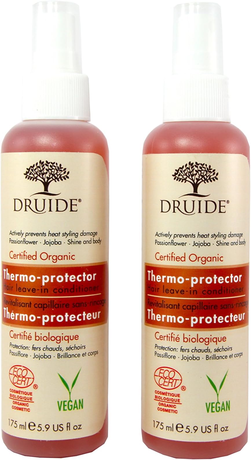Druide Organic – Pack of 2 – thermoprotecteur Spray Hair – Without Rincage