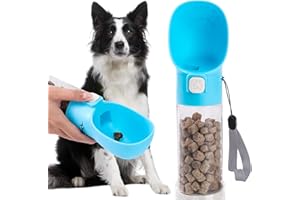 Colorday Handheld Dog Treat Dispenser Built-in Clicker & Treat Pouch, Slow Feeder for Puppy Training Walking Hiking Traveling (10 OZ, Blue)