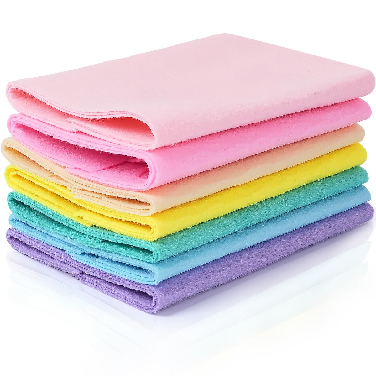 21PCS A4 Felt Fabric Sheets 20 x 30cm, 7 Assorted Pastel Rainbow Colors Craft Felt Fabric Set for Sewing Needle Felting Patchwork Embroidery, Thick Soft Felt Packs for Arts Crafts Ornament