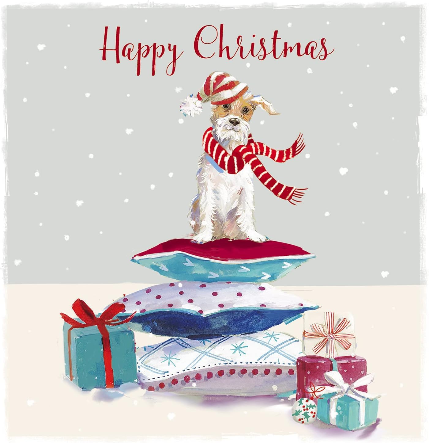 GBCC Charity Christmas Cards - Pack of 6 Premium Christmas Greeting Cards with Envelopes - Festive Jack Russell Dog - Supporting UK Charities
