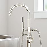 Signature Hardware 477067 Gunther Floor Mounted Tub Filler Faucet - Includes Hand Shower - Polished Nickel