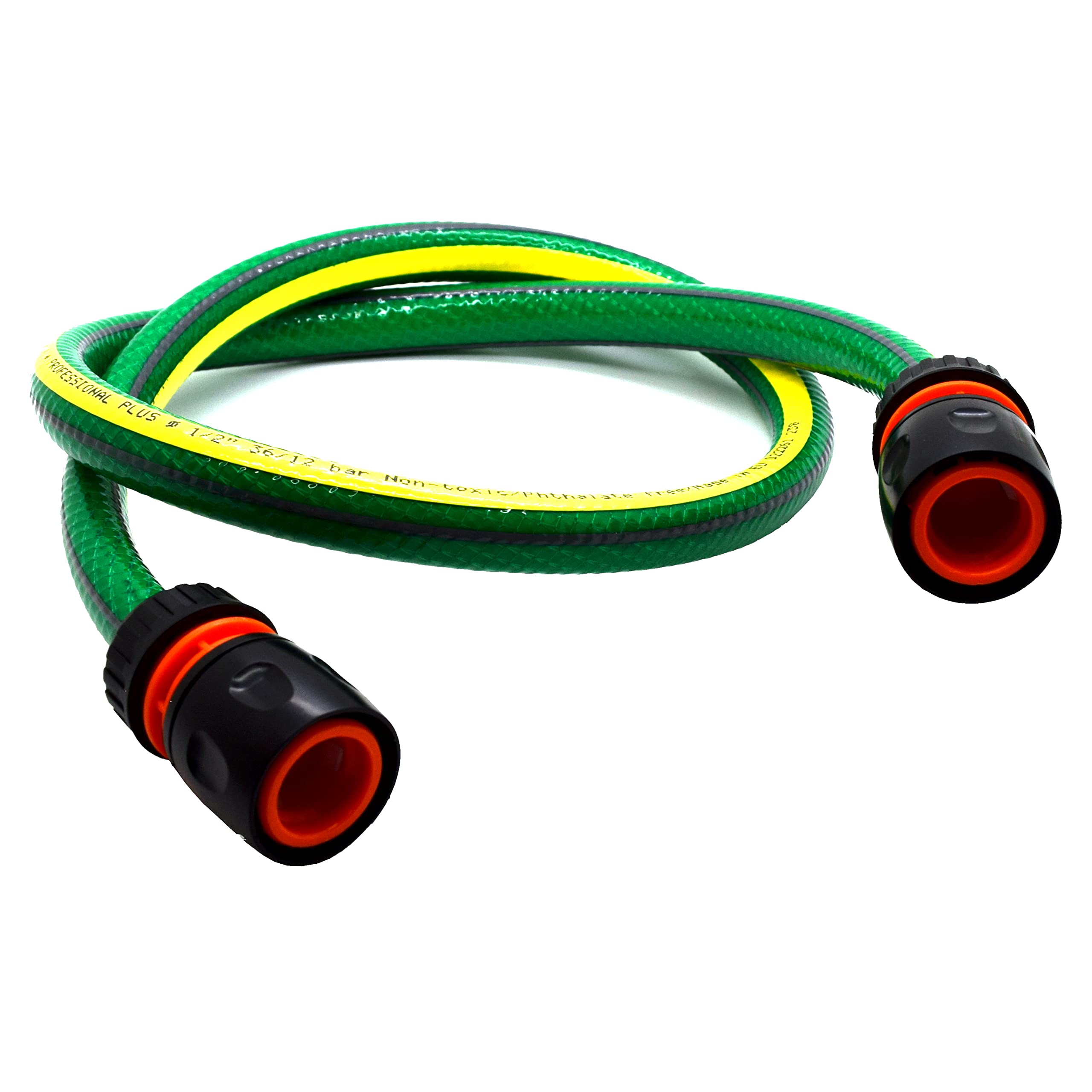 Garden Hose Pipe, Outdoor Tap to Reel Connection Set, Anti-Kink Reinforced 6 Layer Non-Toxic 1/2" Hose (Green, 2 m / 6.56 ft + 2 Quick Connectors)