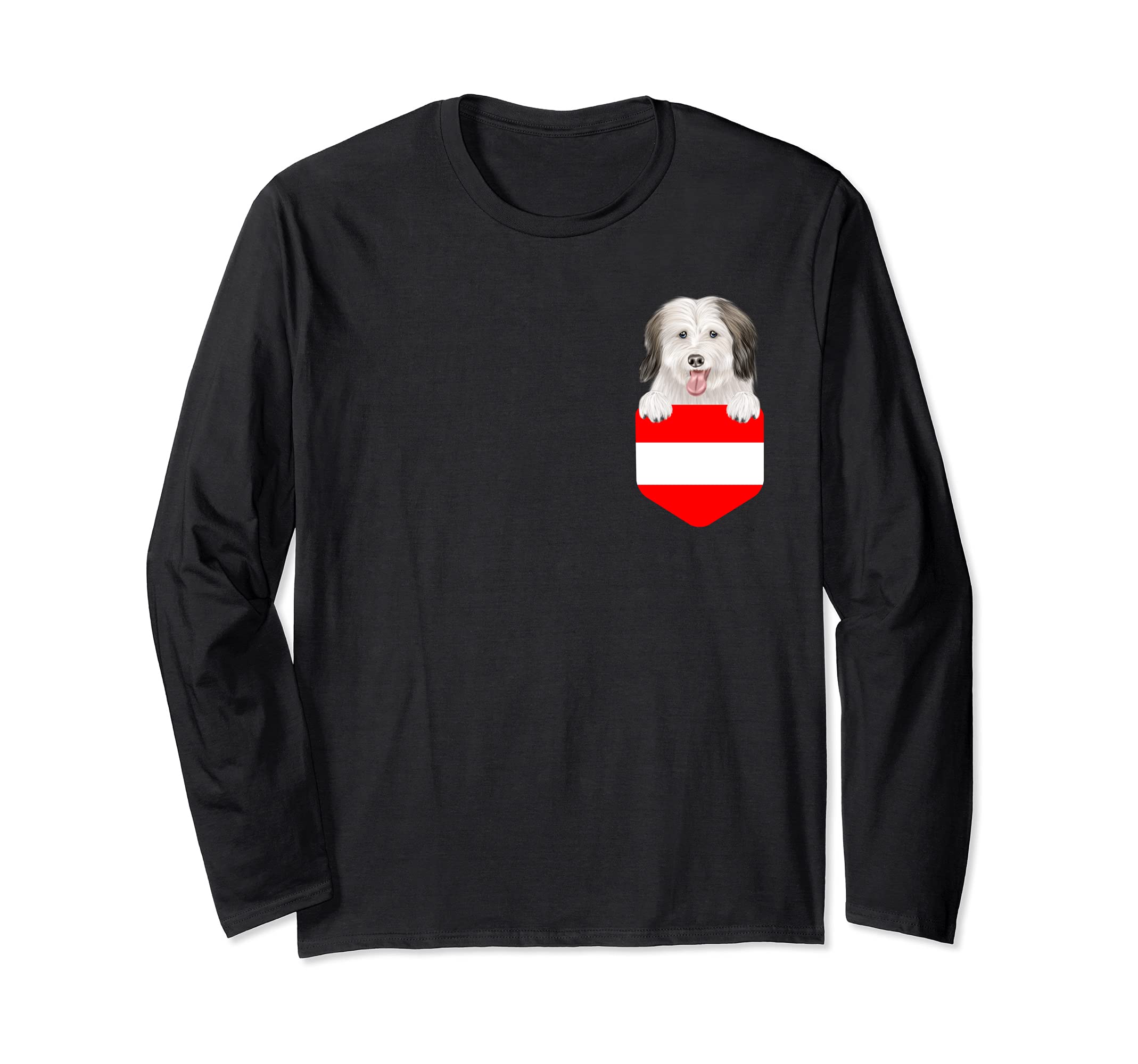 Austria Flag Coton de Tulear Dog In Pocket Long Sleeve T-Shirt