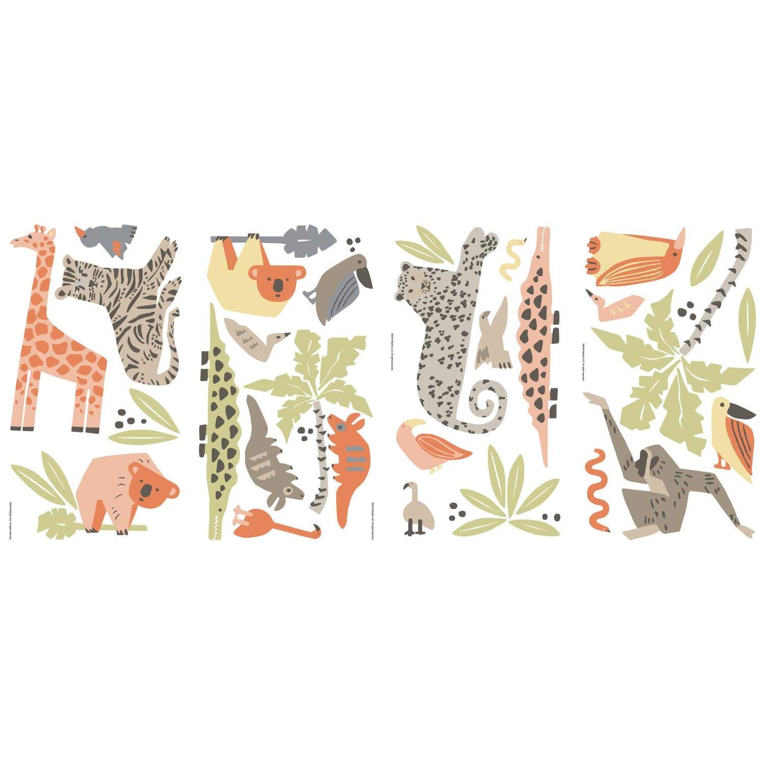 Repositionable Jungle Animals Stickers