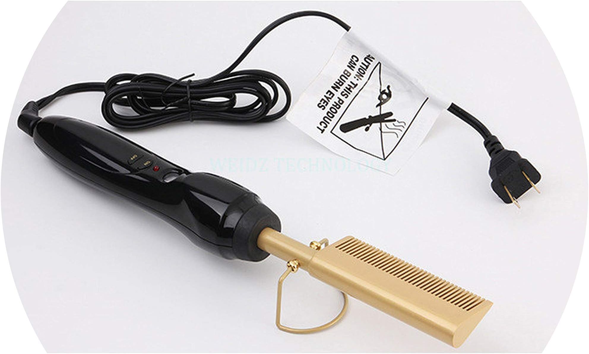 Electric Environmentally Friendly Titanium Alloy Hair Curler Comb Wet And Dry Hair Use Hair Curling Iron Straightener Comb,Gold,Us