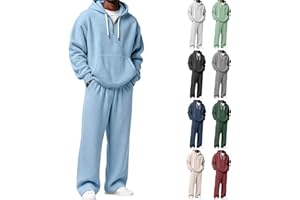 Mens Track Suits 2 Piece Set Waffle Knit Quarter Zip Hoodie and Sweatpants Jogging Suit Drawstring Casual Sweat Suits S-4XL