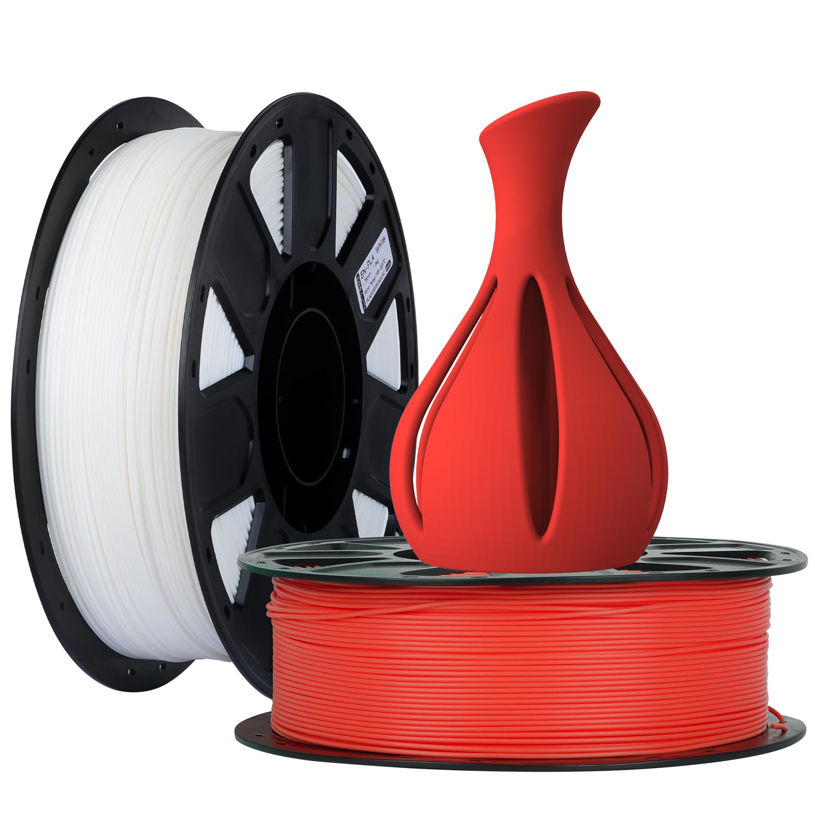 Photo 1 of Creality 3D Printer Filament, PLA Filament 1.75mm Bundle 2kg for 3D Printing, Ender PLA Filament No-Tangling, Strong Bonding & Overhang Performance, Accuracy +/- 0.02mm (White & Red)