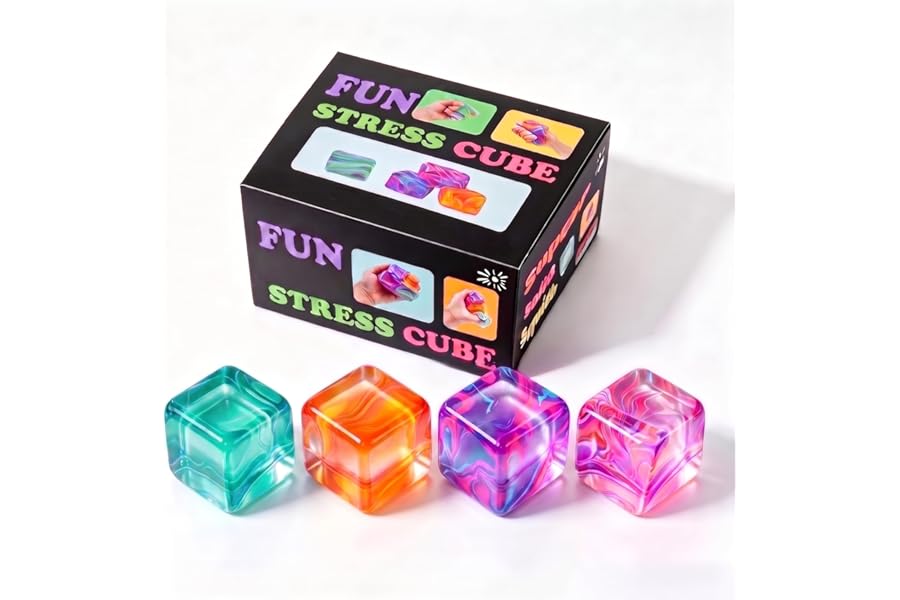 1Pcs 2.2" Stress Cube Sensory Fidget Toy, Stress & Anxiety Relief Ice Cube Sugar Squeeze Ball for Kids Adults, Slow Rising Squishy Toy, Nice Ideal for Party Favors (Purple)