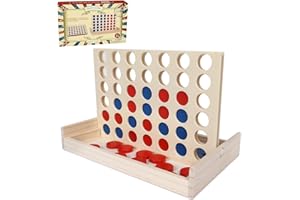 GOTHINK Portable Mini Wooden Connect Board Games Four in a Row for Office Family Kids Toy Gifts - 4 in a Row Game Set with 42 Wood Coins for Adults Travel Games & Holiday Indoor/Ourdoor Activity