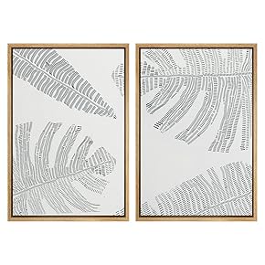 SIGNWIN Framed Wall Art Print Set Prehistoric Fern...