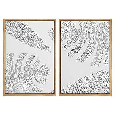 SIGNWIN Framed Wall Art Print Set Prehistoric Fern...